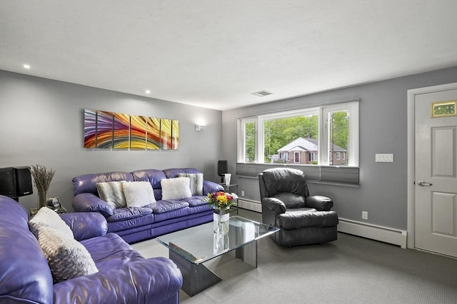 4 Polito Dr, Worcester, MA 01604 - carpeted living area featuring a baseboard radiator, recessed lighting, and baseboards