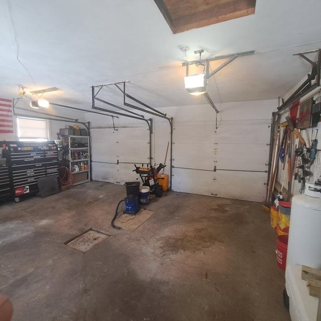 garage with a garage door opener