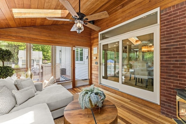 8 Riverside Ter, Easton, MA 02356 - sunroom / solarium with wooden ceiling, healthy amount of natural light, hardwood / wood-style floors, vaulted ceiling, and wooden walls