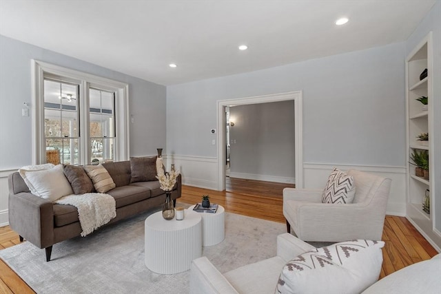 living room with light wood-type flooring