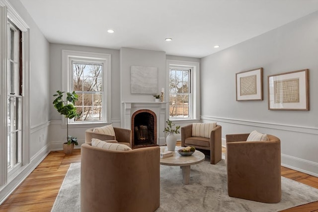 living area featuring light hardwood / wood-style floors