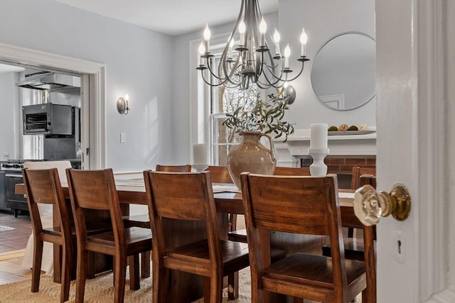 dining room with an inviting chandelier