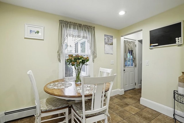 13 Delaval Rd, Worcester, MA 01606 - dining area with baseboards, a baseboard heating unit, and recessed lighting