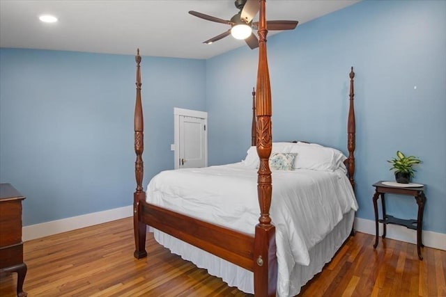 127 Mutton Ln, Weymouth, MA 02189 - bedroom with baseboards, wood finished floors, and a ceiling fan