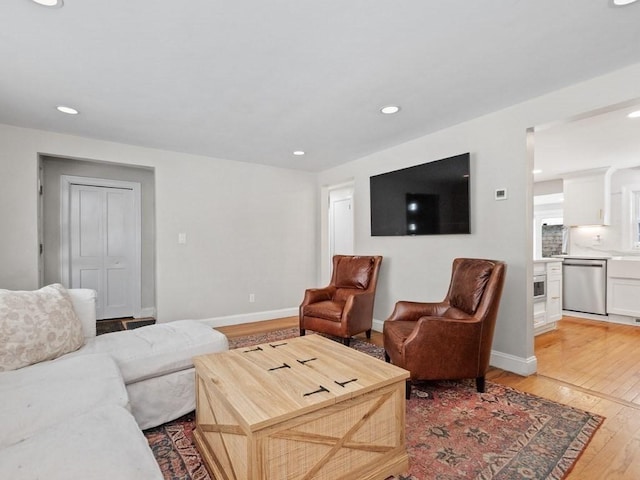 living room with light wood-type flooring