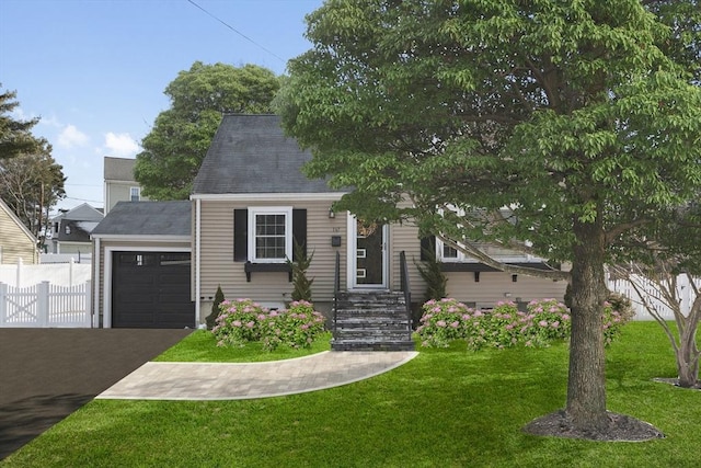 view of front of home featuring a garage and a front yard