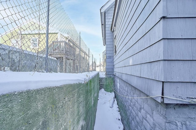 view of snow covered property