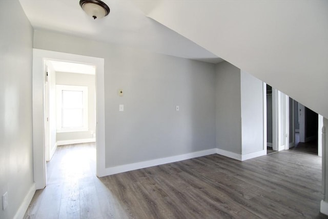 interior space with dark wood-type flooring