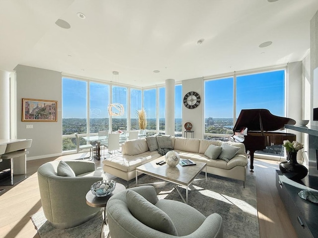 188 Brookline Ave Unit Ph28C, Boston, MA 02215 - living room with floor to ceiling windows and wood finished floors