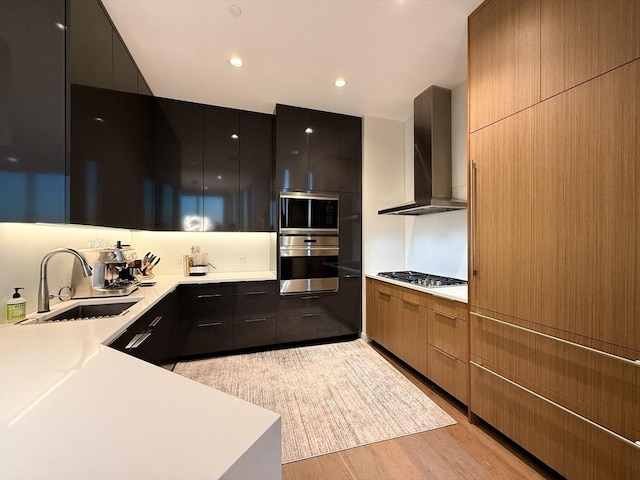 188 Brookline Ave Unit Ph28C, Boston, MA 02215 - kitchen featuring stainless steel appliances, a sink, modern cabinets, and recessed lighting