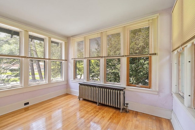 298 Highland St, Worcester, MA 01602 - unfurnished sunroom with radiator heating unit, baseboards, healthy amount of natural light, and wood-type flooring