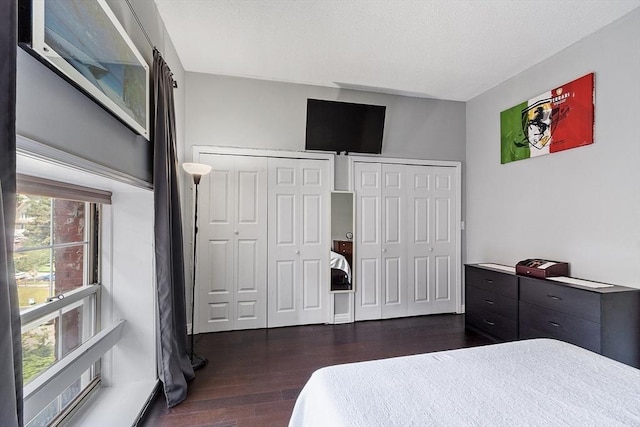 54 Forest St Unit 411, Medford, MA 02155 - bedroom with multiple closets and dark wood finished floors