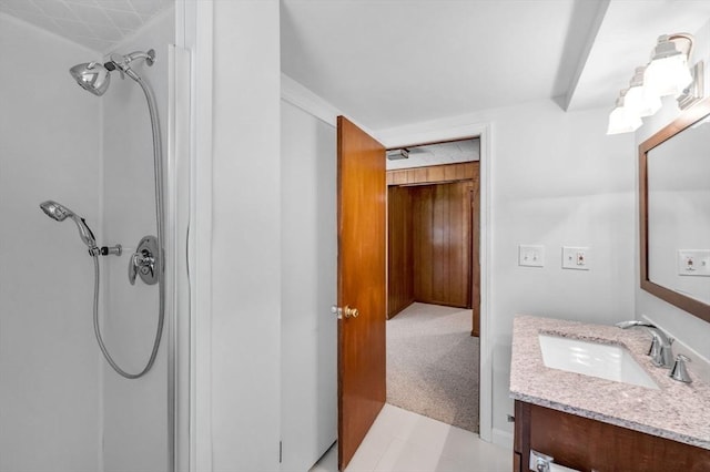 24 Skyridge Dr, Somers, CT 06071 - full bathroom featuring vanity, a shower, and tile patterned flooring