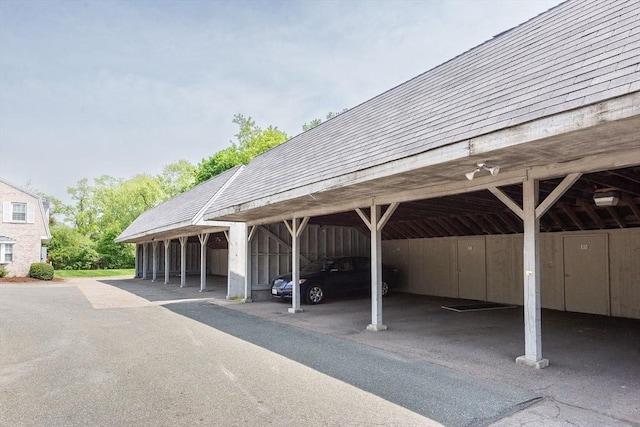 view of covered parking lot