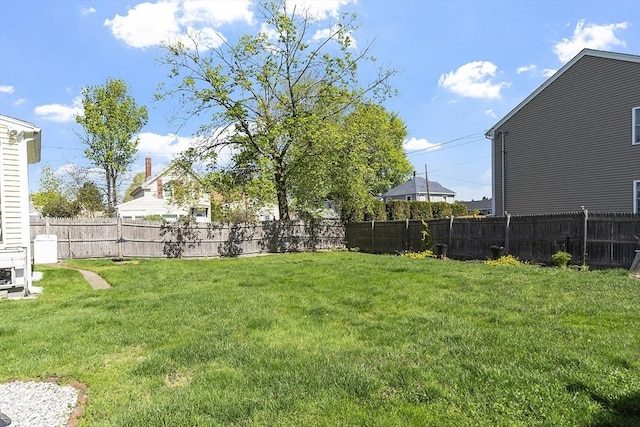 view of yard featuring a fenced backyard