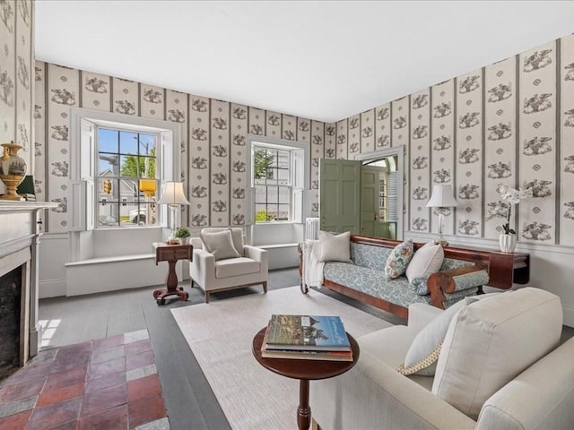 living room with hardwood / wood-style flooring and plenty of natural light