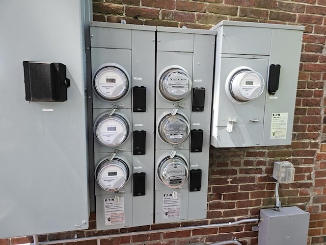 details with brick siding and electric meter