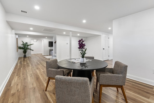 dining area featuring light hardwood / wood-style floors