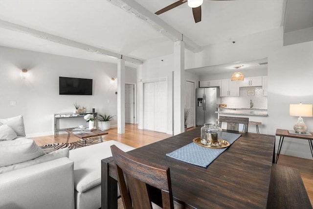7 S Stone Mill Dr Unit 403, Dedham, MA 02026 - dining area featuring ceiling fan, light wood-style flooring, and baseboards