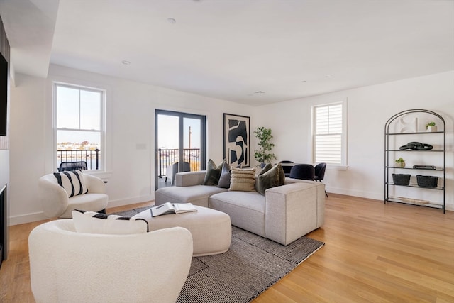 living room featuring light wood-type flooring