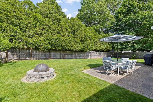 58 Spring St, Weymouth, MA 02188 - view of yard with a fire pit and a patio area