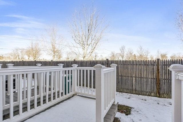 view of snow covered patio