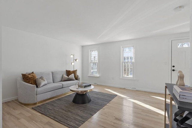 living room featuring light hardwood / wood-style floors