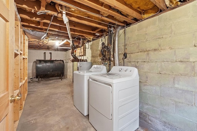 15 Moore Rd, Westford, MA 01886 - washroom featuring oil tank, separate washer and dryer, and water heater
