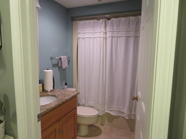 155 Kendrick Ave Unit 306, Quincy, MA 02169 - bathroom featuring toilet, vanity, tile patterned floors, and shower / bath combo