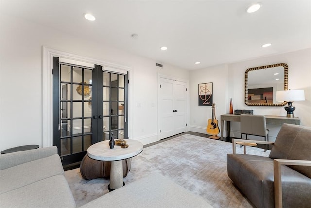 living room with french doors