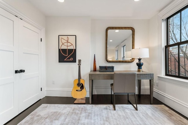 office featuring dark wood-type flooring