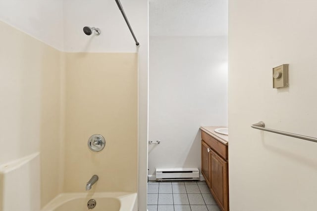 200 Manville Hill Rd Unit B-28, Cumberland, RI 02864 - bathroom featuring a baseboard radiator, tile patterned floors, washtub / shower combination, and vanity