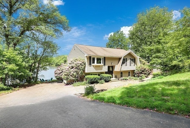 163 Walnut Rd, Wrentham, MA 02093 - bi-level home featuring asphalt driveway and a water view