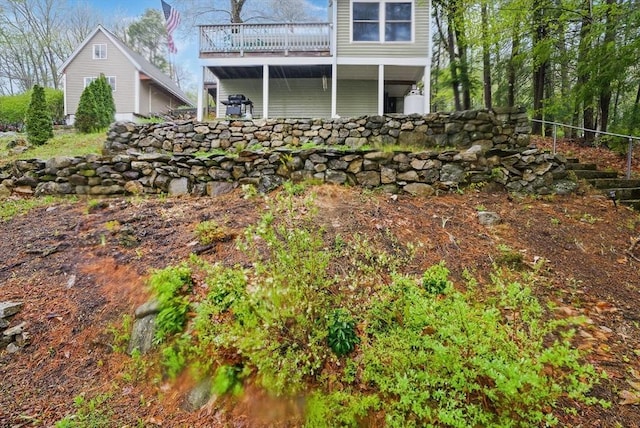 view of yard with a deck
