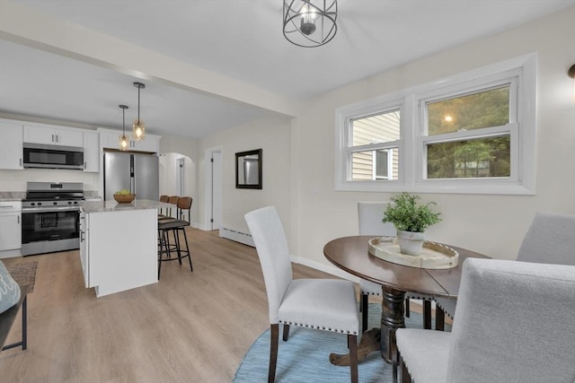 195 Pompeo Rd, Thompson, CT 06255 - dining room with light wood-type flooring and a baseboard radiator