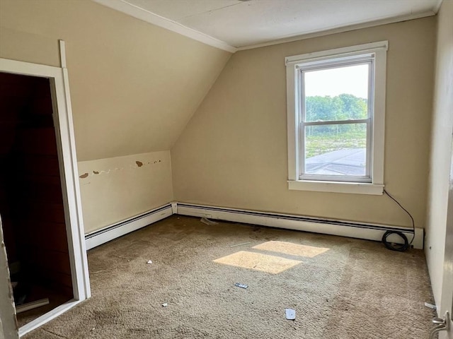 38 Clark St, Medway, MA 02053 - bonus room with carpet flooring, lofted ceiling, and a baseboard radiator