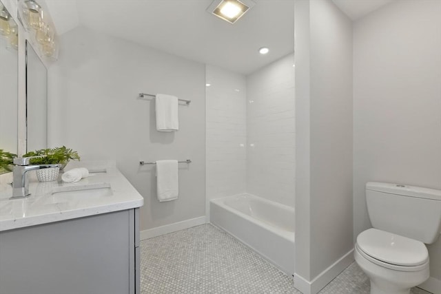 176 Medford St Unit 176, Arlington, MA 02474 - bathroom featuring double vanity, tile patterned flooring, recessed lighting, and shower / tub combination