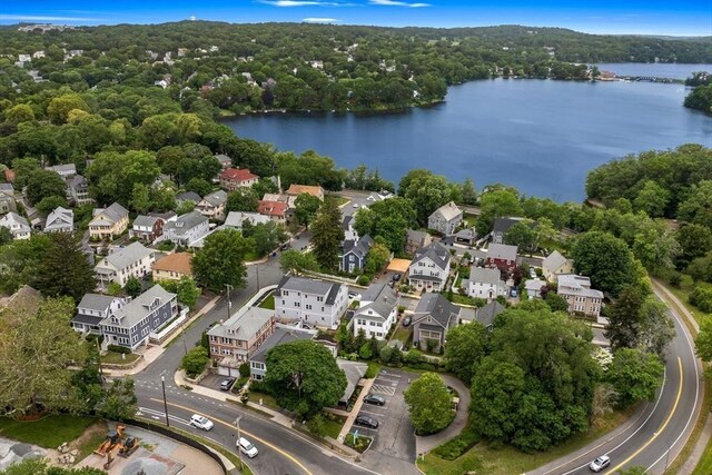 176 Medford St Unit 176, Arlington, MA 02474 - aerial view of property and surrounding area featuring a nearby body of water and nearby suburban area