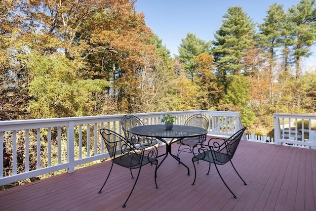 22 Forest Hill Rd, Wayland, MA 01778 - wooden terrace featuring outdoor dining area
