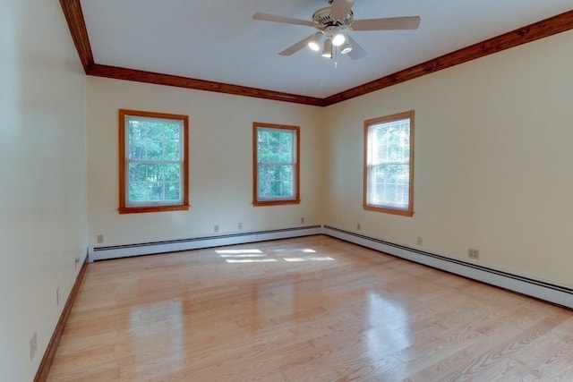 46 Baremeadow St, Methuen, MA 01844 - unfurnished room featuring crown molding, light wood-type flooring, healthy amount of natural light, ceiling fan, and baseboard heating