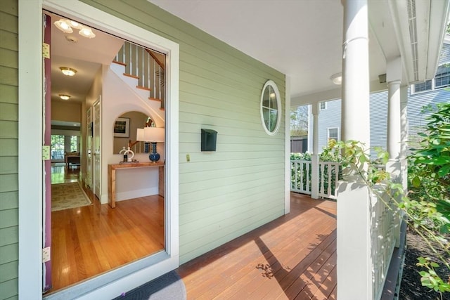 deck featuring a porch