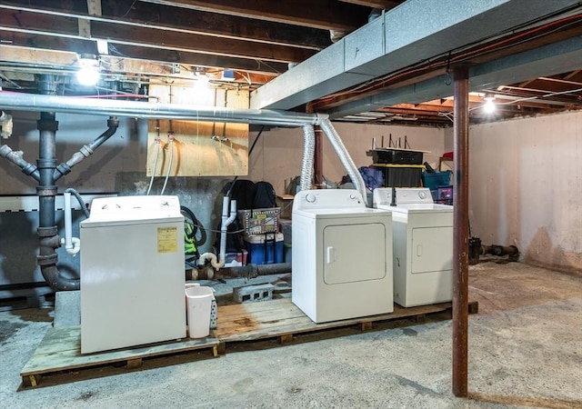 258-260 Pleasant St, Lowell, MA 01852 - unfinished below grade area featuring separate washer and dryer