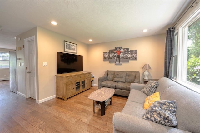 1608 Plymouth St Unit 1608, East Bridgewater, MA 02333 - living room featuring light wood finished floors, recessed lighting, and baseboards