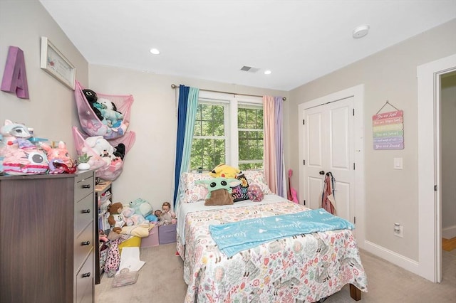 6 Edgehill Rd, Billerica, MA 01862 - bedroom with light colored carpet, a closet, and recessed lighting