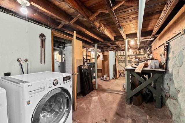181 Myrtle St, Rockland, MA 02370 - unfinished basement with washer / clothes dryer