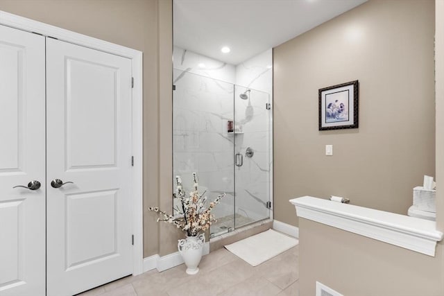 109 Phoebe St Unit 109, Methuen, MA 01844 - full bath featuring a marble finish shower, tile patterned floors, and recessed lighting