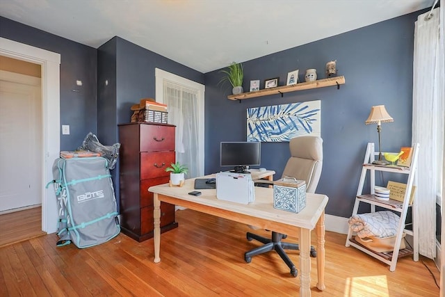 office featuring light wood finished floors