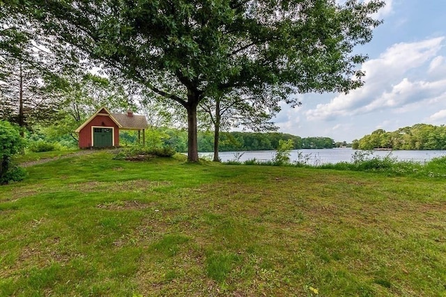57 Rudon Dr, North Attleboro, MA 02760 - view of green lawn with a water view and a shed