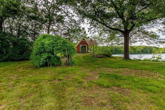57 Rudon Dr, North Attleboro, MA 02760 - view of green lawn featuring a water view and an outdoor structure