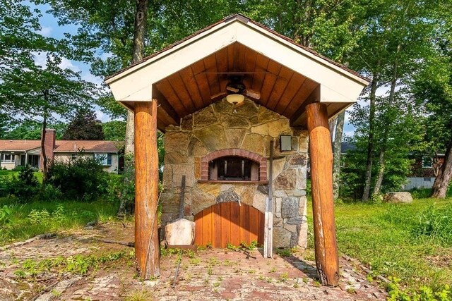 57 Rudon Dr, North Attleboro, MA 02760 - view of outbuilding with exterior fireplace